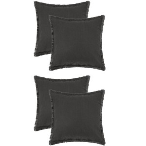 Unique Bargains 4 Pcs Cotton Decorative Throw Pillow Cover with Tassel Trim for Farmhouse Sofa Couch Bed - 1 of 4