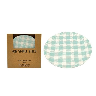 Transpac Melamine Cottage Gingham App Plates Set of 4 Home Decorations Spring