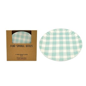 Transpac Melamine Cottage Gingham App Plates Set of 4 Home Decorations Spring - 1 of 2