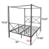 FURNIinspire Beds Full Size Metal Canopy Bed Frame, Vintage Platform Bed with Headboard Footboard, Bedroom Furniture, Black, 77.95"*55"*73.23" - 3 of 4