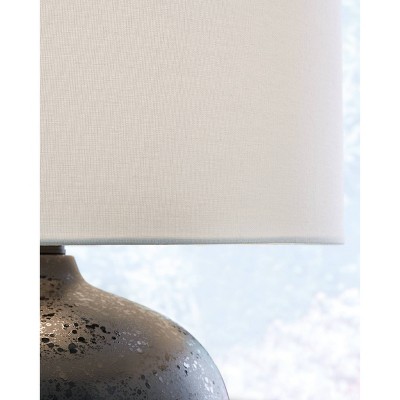 Ladstow Black Ceramic Table Lamp with White Drum Shade