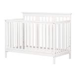 South Shore Little Smileys Modern Baby Crib Adjustable Height Mattress with Toddler Rail - Pure White