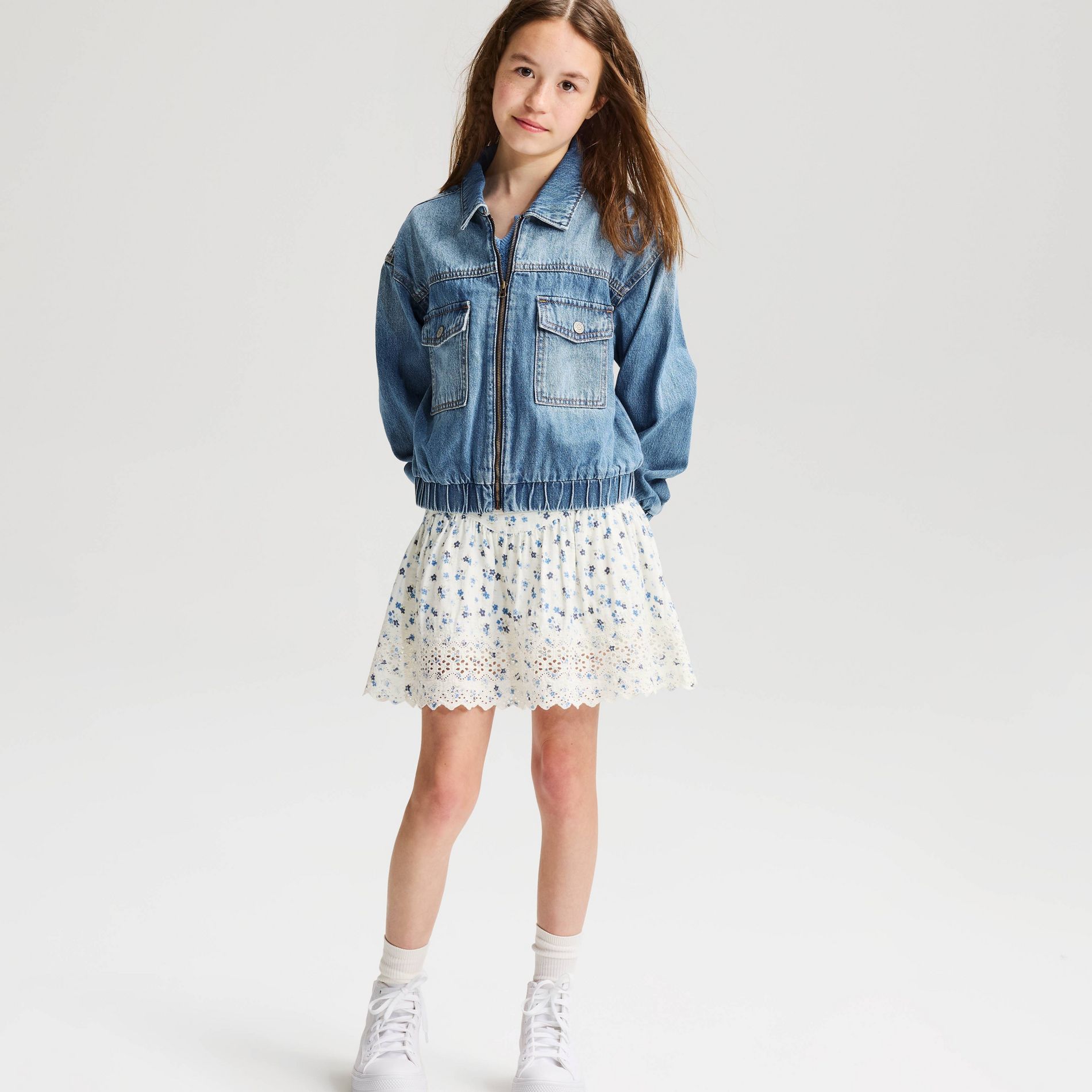 Girls' Floral Lace Trim Woven Skort - Cat & Jack™