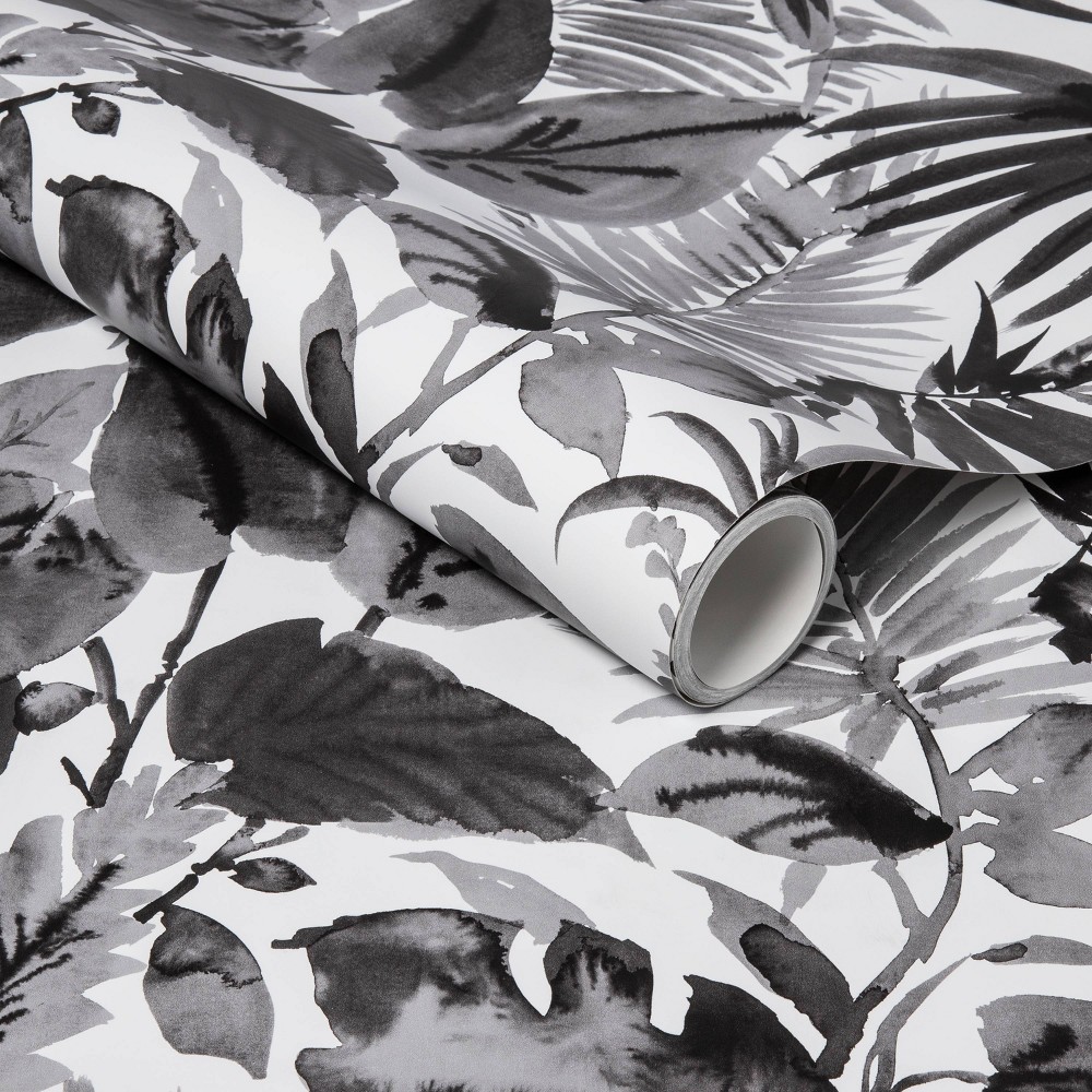 Photos - Wallpaper Tropical Leaves Peel & Stick  Black/White - Opalhouse™