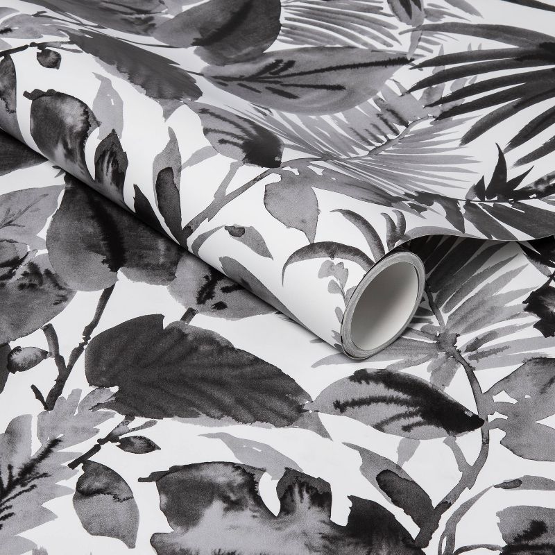 Tropical Leaves Peel &#38; Stick Wallpaper Black/White - Opalhouse&#8482;, 1 of 12