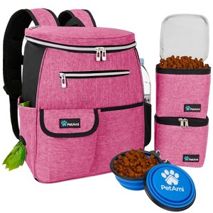 PetAmi Dog Travel Bag Backpack, Puppy Diaper Bag Supplies, Pet Camping Essentials Hiking Accessories, Food Container, Collapsible Bowls - 1 of 4