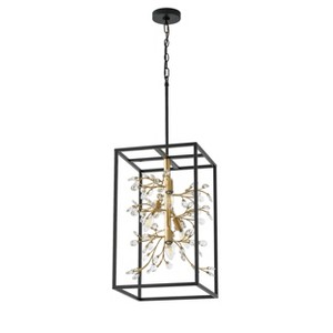 Modern Geometric Chandelier with Crystal Chandelier with Crystal Chandelier in Black and Gold Cage for Foyer, - 1 of 4