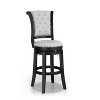 2-piece swivel bar stool set, upholstered seat, nailhead trim, footstool, wooden dining furniture, black - 3 of 4