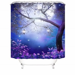 Purple Flower Tree Under The Moonlight Shower Curtains for Bathroom Waterproof Fabric Bath Curtain Durable Soft Stylish Bathroom Decor 72x72 Inch - 1 of 1