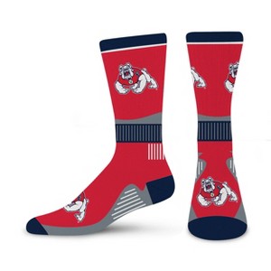 NCAA Fresno State Bulldogs Large Crew Socks: Logo Pattern, Cushioned Heel & Toe - 1 of 3