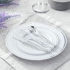 Elama 150 Piece Disposable Plastic Dinnerware Party Set for 25 Guests in White with Silver Trim - 2 of 4