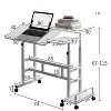Small Mobile Liftable Standing Desk, Portable Stand Up Desk, Adjustable Height, Lockable Casters, Spacious 2-Tier Workstation, for Home, Office - 3 of 4