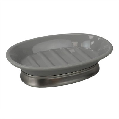 Home Basics Rubberized Plastic Countertop  Pedestal Soap Dish with  Non-Skid Metal Base
