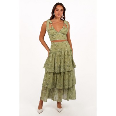 Petal & Pup Kara Two-Piece Set - Cropped Top & High-Waisted Midi Skirt Outfit