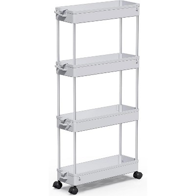 YIGII Slim Rolling Storage Cart 4 Tier Organizer Mobile Shelving Unit Utility Cart Tower Rack for Kitchen Bathroom Laundry Narrow Places
