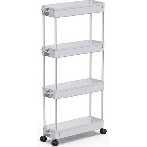 YIGII Slim Rolling Storage Cart 4 Tier Organizer Mobile Shelving Unit Utility Cart Tower Rack for Kitchen Bathroom Laundry Narrow Places - 1 of 4