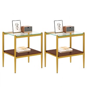 FONTOI Rectangle Coffee Table Set of 2 with Storage layer, Side Table for Living Room Bedroom Office, Gold, 19.1"*15.35"*21.14" - 1 of 4