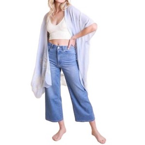 Women's Lightweight Floral Embroidered Tassels Boho Festival Duster Wrap - LETO - 1 of 2