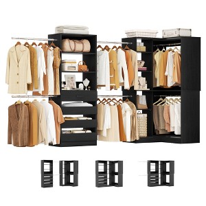 Aheaplus Closet System with 6 Hanging Rods and Drawers, Freestanding Closet System with Shelves - 1 of 4