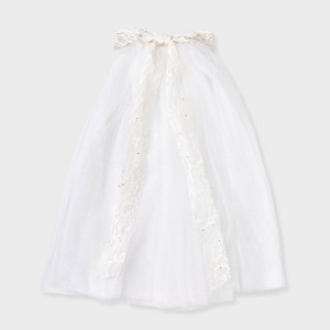 Long Tail Lace Bow Tulle Salon Hair Clip - A New Day™ Ivory - 1 of 2