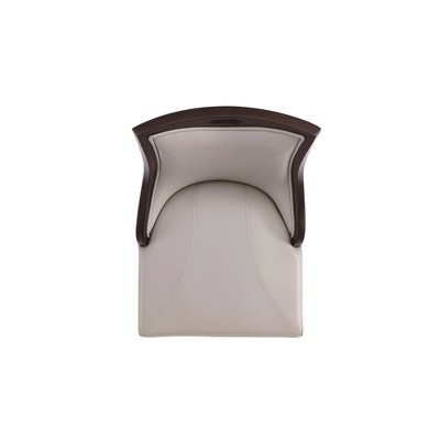 Set of 3 Light Grey Faux Leather and Walnut Wood Barstools