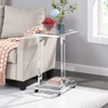 VYNXARIA Chrome Glass Side Table, Acrylic End Table,Glass Top C Shape Square Table with Metal Base for Living Room,Bedroom,Balcony Home and Office - 2 of 4