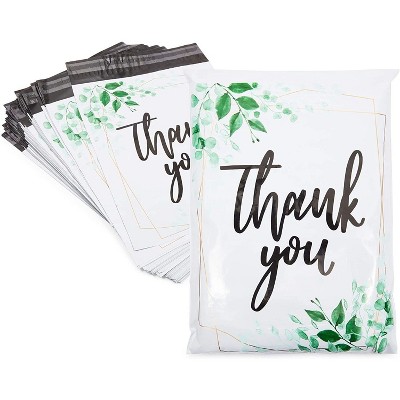 Stockroom Plus 100-Pack Thank You Floral Poly Mail Envelopes Document Mailers Self Seal Bag 10 x 13 in