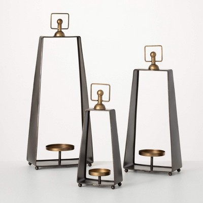 20" Tapered Framed Candle Holders - Set of 3, Multicolor