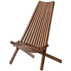 Brown Modern Folding Wood Chair, Slatted Armless Wooden Accent Chair, Portable Decorative Lounge Seating for Balcony or Backyard-The Pop Home - 3 of 4