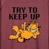 Women's - Garfield - Try To Keep Up Lightweight French Terry Wide Neck Long Sleeve Shirt - 2 of 4