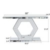 55'' Silver Mirrored Crystal Console Table with Hexagon Base,Diamond Glass Entryway Table for Hallway or Living Room-Baofuwish - 4 of 4