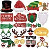 Aoibox 25 Pack Large Glitter Christmas Photo Booth Props Kit Real Red Glitter Cardstock Fun Santa Elfie Signs DIY Holiday Backdrop - 2 of 4