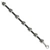 Black Bow Jewelry Stainless Steel & Black Leather Antiqued Skulls Bead Bracelet, 8.5 In - 2 of 4