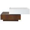 Multi-functional Square 360°Rotating Coffee Table with Swivel Tabletop and 2 Drawers - The Pop Home - 3 of 4