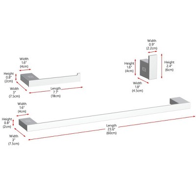 Chrome Minimalist 3-Piece Bathroom Hardware Set