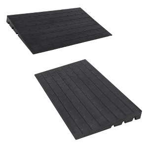 Rubber Driveway Curb Ramps, 15 Ton Capacity Heavy Duty Car Ramp, 2.5 Inch High Curbside Bridge Ramp, 4ft Motorcycle Ramp for Loading Dock Garage - 1 of 4