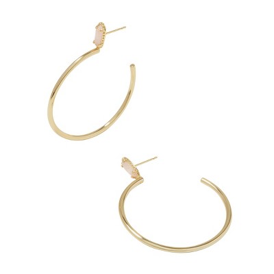 Kendra Scott Emma 14K Gold Over Brass Hoop Earrings - Rose Quartz