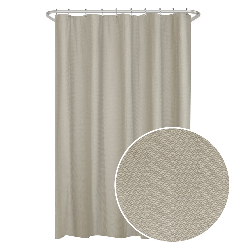 Photos - Shower Curtain Herringbone Ultimate Shower Liner Cream - Zenna Home