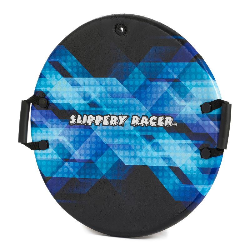 Slippery Racer Downhill Zeus Adults and Kids Foam Saucer Disc 1 Rider Snow Sled Toboggan with Handles, Midnight Hologram, 1 of 7