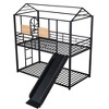 NicBex Twin over Twin Bunk Bed House Shape Loft Bed Metal Bed Frame with Full Length Guardrail, Slide and Ladder, No Box Spring Required - 3 of 4