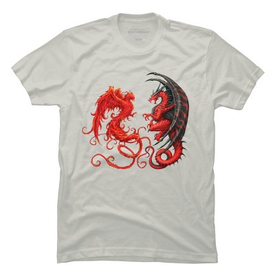 Men's Design By Humans Phoenix vs Dragon By chriskar T-Shirt