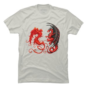 Men's Design By Humans Phoenix vs Dragon By chriskar T-Shirt - 1 of 3