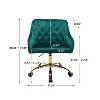 Velvet Swivel Office Chair with Wheels, Comfortable Home Desk Chair with Gold Metal Base for Study or Office – The Pop Home - 3 of 4
