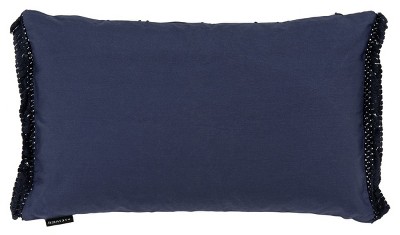 Navy Blue Geometric Cotton Rectangular Throw Pillow