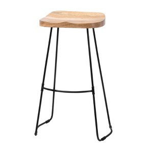 MH London Perrin  30" Saddle Seat Solid Wood and Metal Bar Stool in Natural - 1 of 4