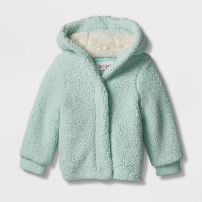 Baby Girls' Long Sleeve Faux Fur Jacket - Cat & Jack™ Mint Green
