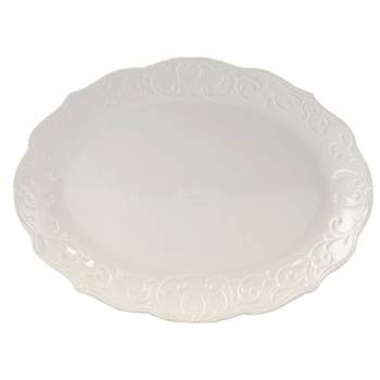 Gibson Home 18" x 14" Stoneware Royal Abbey Embossed Serving Platter