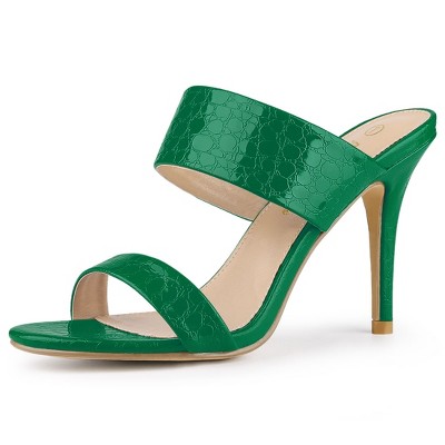 Allegra K Women's Open Toe Stiletto Heel Slide Sandals Green 7 : Target