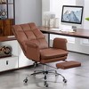 Okak Executive Office Chair, Ergonomic Desk Chair with Foldable Footrest, Upholstered Swivel Chair for Office, Study, Brown - 2 of 4