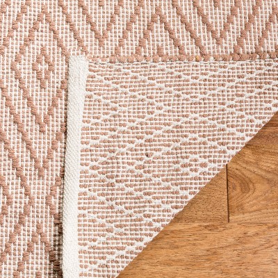 Beige and Ivory Handmade Cotton Flat Woven Area Rug 3' x 5'